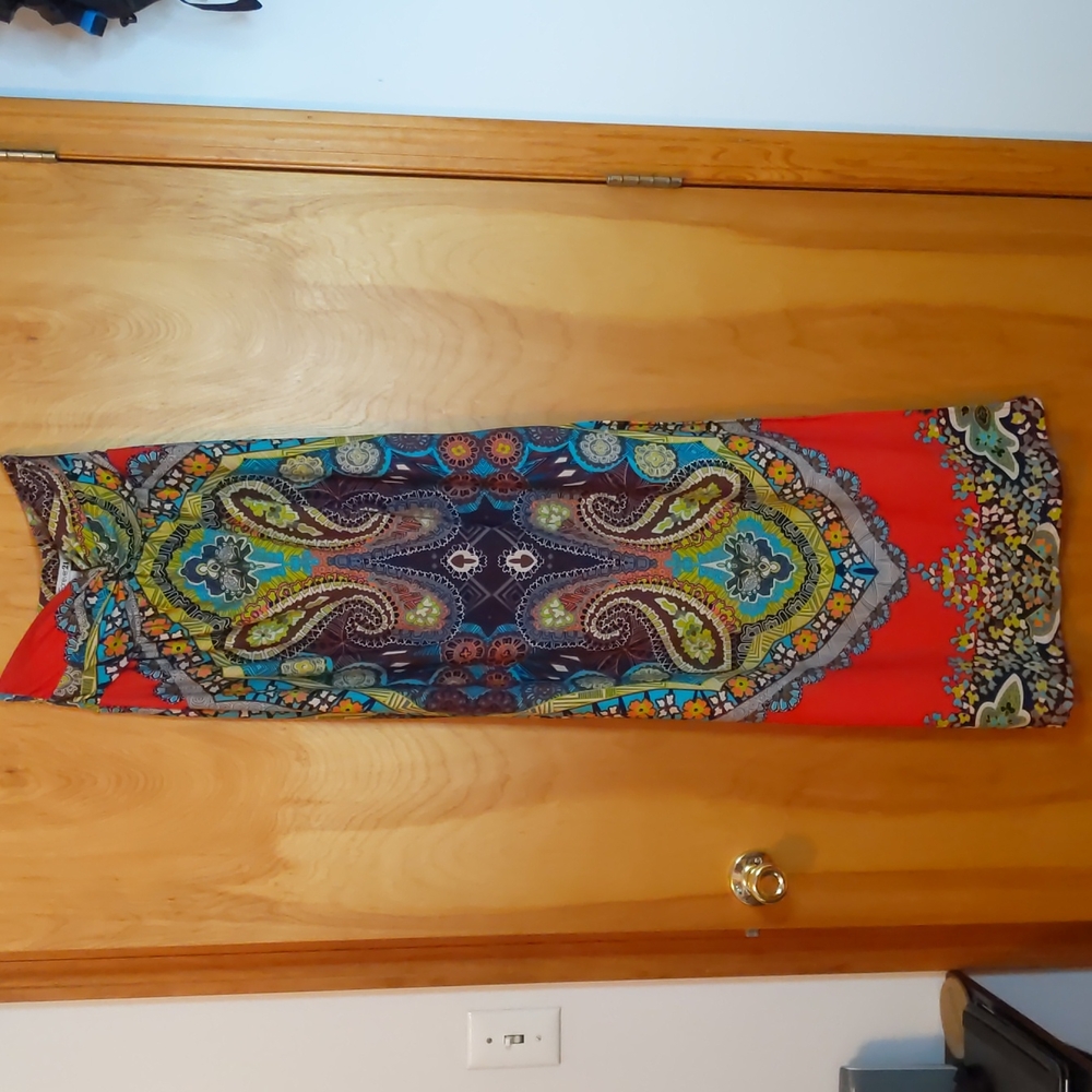 Colorful strapless maxi dress